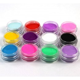 12 kolorów akrylowe proszek do Manicure tipsy do paznokci 3D dekoracji budowniczy polimeru