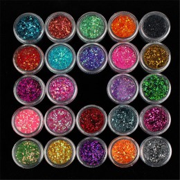 1 zestaw 24 kolor cekiny Glitter Powder pył klejnot polski do żel UV tipsy akrylowe sztuki dekoracje DIY Manicure narzędzi do pr