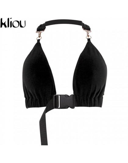 Kliou 2018 lato Sexy Backless Crop Top z Sashes bandaż Halter dla kobiet Hollow Out pasek krawat Up Sexy lato moda Top