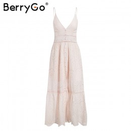 BerryGo z białymi perłami sexy kobiety letnia sukienka 2019 Hollow out haft bodycon bawełniana sukienka wieczór party solidna dł