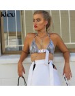 Kliou 2018 lato Sexy Backless Crop Top z Sashes bandaż Halter dla kobiet Hollow Out pasek krawat Up Sexy lato moda Top