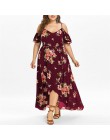 Vestido verano 2018 kobiet sukienka w dużym rozmiarze z krótkim rękawem zimno ramię Boho kwiat drukuj letnia sukienka plus rozmi