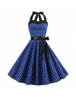 Sexy Halter sukienka na imprezę 2018 Retro Polka Dot Hepburn w stylu Vintage 50 s 60 s Pin Up Rockabilly sukienki szata Plus Siz