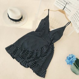 ALPHALMODA 2018 lato kobiety potargane V-kołnierz bez rękawów sukienka sling popularne Polka Dot drukuje nieregularne potargane 