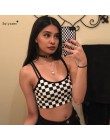 Sexy w kratkę przycięte Top 2019 lato Streetwear bez rękawów szachownica Tank Tops Tees koszula Strappy Plaid Camis Streetwear