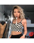 Sexy w kratkę przycięte Top 2019 lato Streetwear bez rękawów szachownica Tank Tops Tees koszula Strappy Plaid Camis Streetwear