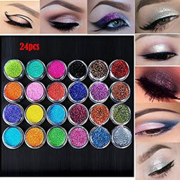 TOPBeauty 24 sztuk luźne Glitter Eyeshadow twarzy malowanie ciała farby rzemiosło akcesoria do zdobienia paznokci, do makijażu t