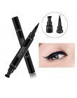 1 Pc czarny podwójnie zakończony płynny Eyeliner 2-in-1 wodoodporny ołówki wzornik strzałka dla oczu z Eyeliner pieczęć kosmetyk