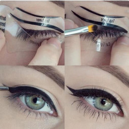 2 sztuk Pro szablony Eyeliner skrzydlate Eyeliner wzornik modele szablon narzędzia do kształtowania brwi szablon karty cień do p