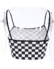 Sexy w kratkę przycięte Top 2019 lato Streetwear bez rękawów szachownica Tank Tops Tees koszula Strappy Plaid Camis Streetwear