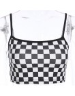 Sexy w kratkę przycięte Top 2019 lato Streetwear bez rękawów szachownica Tank Tops Tees koszula Strappy Plaid Camis Streetwear