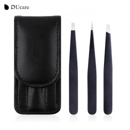 DUcare 3 sztuk brwi pinceta ze stali nierdzewnej do usuwania włosów makijaż zestaw narzędzi z torbą punkt końcówki/końcówka/ pła