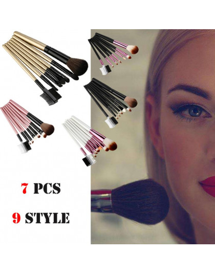 ISHOWTIENDA 7 sztuk zestaw do makijażu sztuk profesjonalne brwi eyeshadow Lip podkład rozświetlający korektor Contour pędzle do 