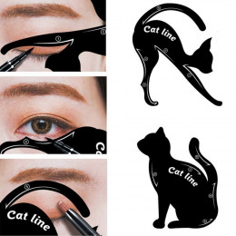 Piękno brwi formy szablony 2 sztuk kobiety linia Cat Pro narzędzie do makijażu oczu szablon szablon Shaper Eyeliner dla kobiet d