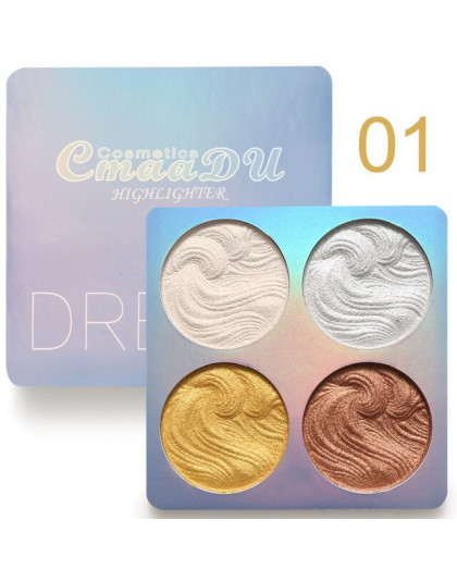 CmaaDu 4 kolory wyróżnienia Shimmer połysk paleta oświetlacz Bronzer Powder Makeup rozjaśnić konturowe Face Powder TSLM2