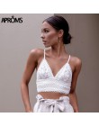 Aproms White Lace Crochet Camisole Cami kobiety lato Backless muszka Up Tank Tops kobieta Streetwear moda 2019 różowy Crop top