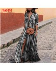 Tangada kobiety sukienka w dużym rozmiarze w paski retro w stylu boho 2019 jesień długa sukienka koszulowa party kobieta eleganc