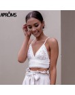 Aproms White Lace Crochet Camisole Cami kobiety lato Backless muszka Up Tank Tops kobieta Streetwear moda 2019 różowy Crop top