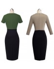 Nicea-na zawsze w stylu Vintage elegancki kontrast kolor Patchwork nosić do pracy vestidos biznes Party biurowe kobiety Bodycon 