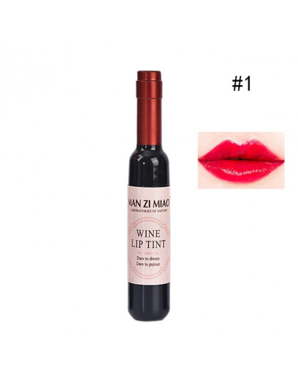 Butelka czerwonego wina kształt wargi odcień połysk różowy Sexy wargi wodoodporne kobiety Batom płyn szminki błyszczyk nawilżają