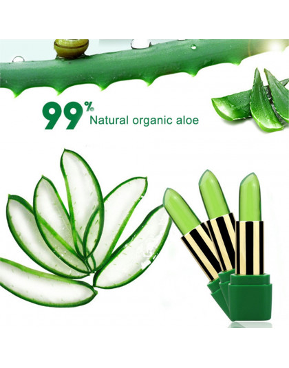 1Pc usta pielęgnacja 99% Aloe Vera kolor zmienia się wraz z temperatury galaretki szminka roślin nawilżający balsam do ust baza 