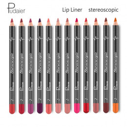 Pudaier marka 12 sztuk Lip Stick zestaw wodoodporny szminka makijaż długotrwały kontur eyeliner nawilżający Batom Levre Pintalab