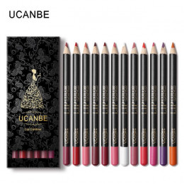 UCANBE 12 sztuk/zestaw wielu kolor Ultra Matte Lip kredka Rouge wodoodporne drewniane wargi długopis makijaż trwały aksamitna ks