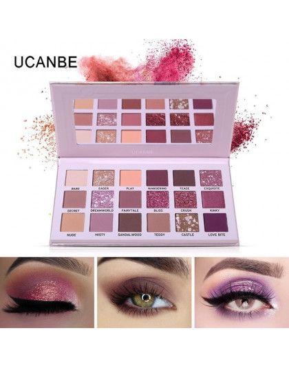 UCANBE marka Shimmer matowy paleta cieni do oczu do makijażu długotrwały wodoodporny brokat Nude cień do powiek Eye Liner tusz d