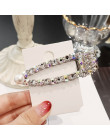 Błyszczące modne weselne ślubne spinki do włosów prostokątne perłowe z cyrkoniami kryształowe