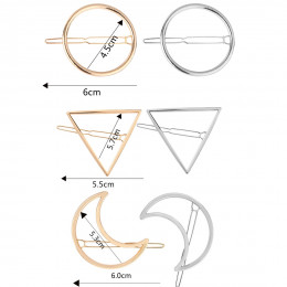 Geometryczny kształt klips do włosów moda kobiety Lady dziewczyna Punk Hollow Out księżyc trójkąt koło Barrettes do włosów spink