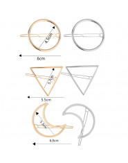 Geometryczny kształt klips do włosów moda kobiety Lady dziewczyna Punk Hollow Out księżyc trójkąt koło Barrettes do włosów spink