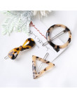Vintage Japan bursztyn akrylowe Leopard spinki do włosów geometryczne okrągły trójkąt w kształcie serca w kształcie serca spinka