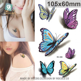 3D motyl Body Art wodoodporne tymczasowe tatuaże dla mężczyzn kobiety Sexy kolory mały naklejki hurtowych RC2206