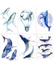 HXMAN wieloryb rekin morze zwierząt tymczasowe tatuaże wodoodporne kobiety fałszywe Body Art Arm tatuaż naklejki 9.8X6cm dzieci 