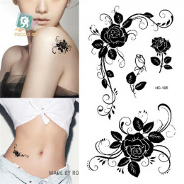 Piękne ciało Art wodoodporne tymczasowe tatuaże dla kobiet sexy czarny rose projekt małe naklejki tatuaż hurtownia HC1185