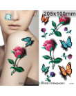 Body Art wodoodporna tymczasowa naklejka tatuaż dla kobiet piękne 3d kolory motyl róża duże ramię tatoo hurtownia QC2609