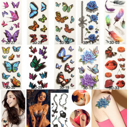 36 arkuszy 3D wodoodporne tymczasowe tatuaże dla kobiet dziewczyna Body Art rękaw DIY naklejki tatuaż brokatowy piękno egzotyczn