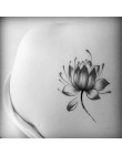 Czarny wodoodporny tatuaż tymczasowy kwiat lotosu naklejka modny elegancki