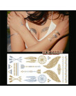 4 sztuk/partia tymczasowa naklejka tatuaż fałszywy złoty i srebrny tatuaż arkuszy Flash Henna tatuaż metalowe tatuaż Aramex Tatu