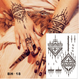  BH-18 trójkąt proste czarna Henna tymczasowy tatuaż dla obu rąk inspirowane ciała naklejki