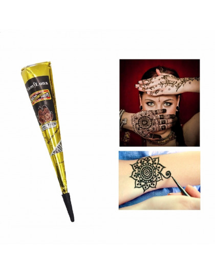 1X czarny hinduska henna wklej stożek uroda kobiety Mehndi ciało palec farby DIY tymczasowy tatuaż
