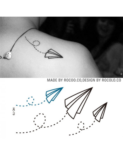 HC1079 wodoodporne fałszywe naklejki z tatuażami papierowy samolot projekt tymczasowy tatuaż naklejki kobiet i mężczyzn Sexy ram