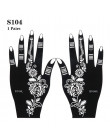 2 sztuk/zestaw profesjonalne Henna wzornik tymczasowy ręka tatuaż Body Art naklejki szablon ślub narzędzie indie kwiat tatuaż sz