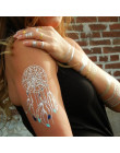 6 sztuk/partia Hot Flash metaliczny wodoodporny tymczasowy tatuaż złoty srebrny tatuaż kobiety Henna kwiat Taty projekt tatuaż n