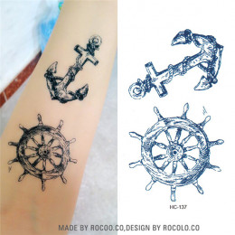 HC1137 wodoodporna tymczasowa naklejka tatuaż Viking Sailor kultury kotwica ster projekt Flash tatuaż Body Art fałszywy tatuaż n