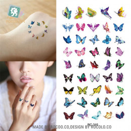 Body Art wodoodporne tymczasowe tatuaże dla kobiet 3d piękny wzór motyla małe ramię naklejka tatuaż hurtownia RC2315