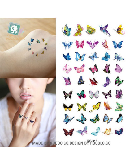 Body Art wodoodporne tymczasowe tatuaże dla kobiet 3d piękny wzór motyla małe ramię naklejka tatuaż hurtownia RC2315