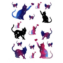 Wodoodporne tymczasowe fałszywe naklejki z tatuażami ładny niebieski różowy koty gwiazdy Cartoon projekt Body Art narzędzia do m