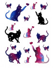 Wodoodporne tymczasowe fałszywe naklejki z tatuażami ładny niebieski różowy koty gwiazdy Cartoon projekt Body Art narzędzia do m
