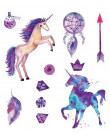 Wodoodporne tymczasowe fałszywe naklejki z tatuażami akwarela jednorożec koń zwierzęta Cartoon projekt dzieci dziecko Body Art n